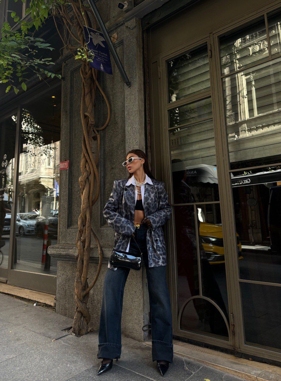 Leopard Gray Blazer