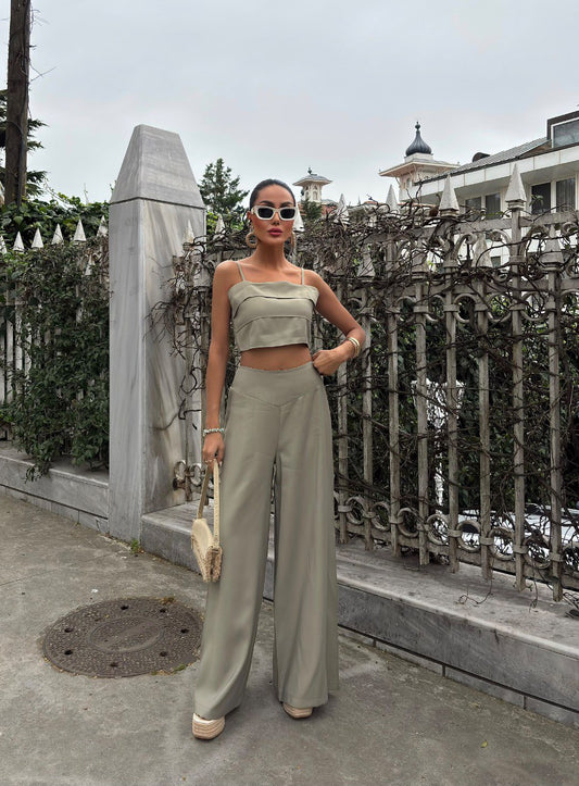 Crop Plazzo Trouser Set